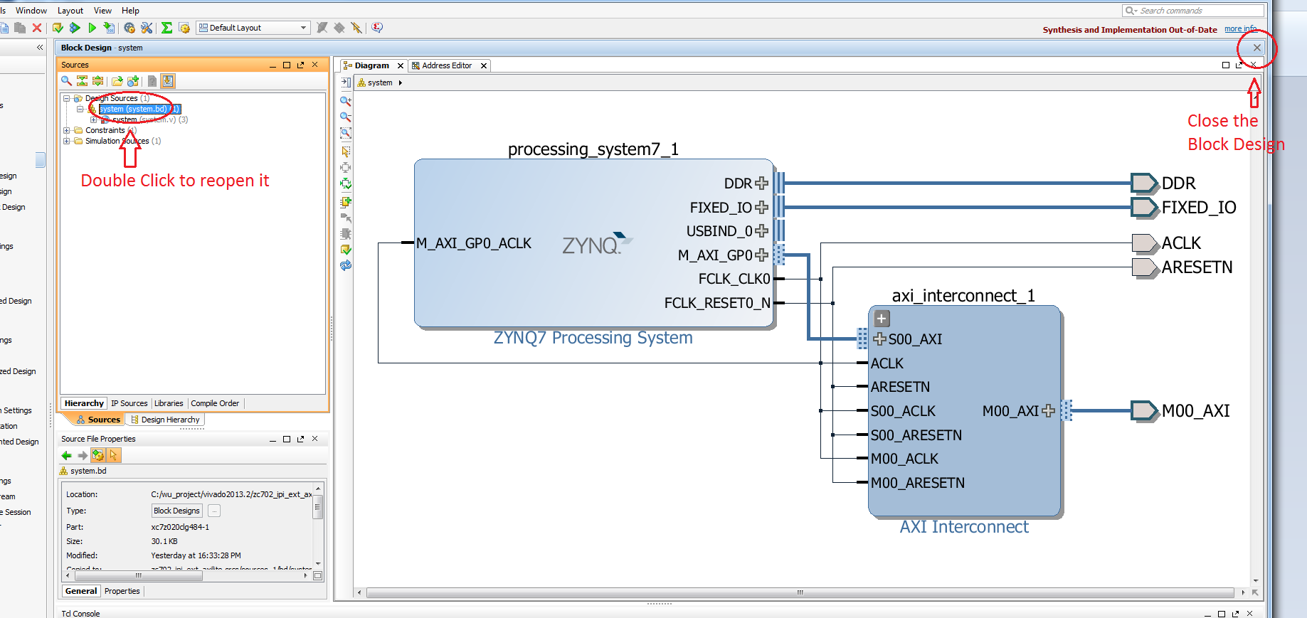 AR# 56609: 2013.2 Vivado IP Integrator, Zynq-7000 - How do I connect